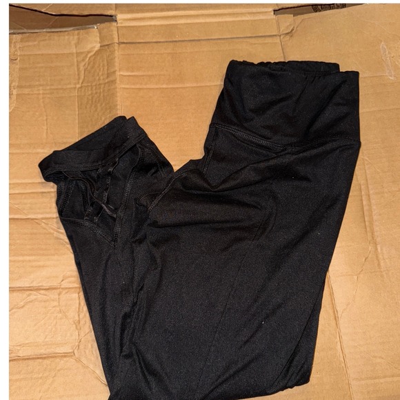 Womens Running Training Cropped Leggings Tights Pants Black - Picture 1 of 4